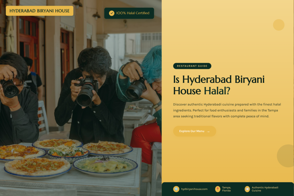 Chefs preparing authentic Hyderabadi biryani in a traditional kitchen setting with spices.